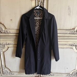 Guess Black Trench Coat with Leopard Lining